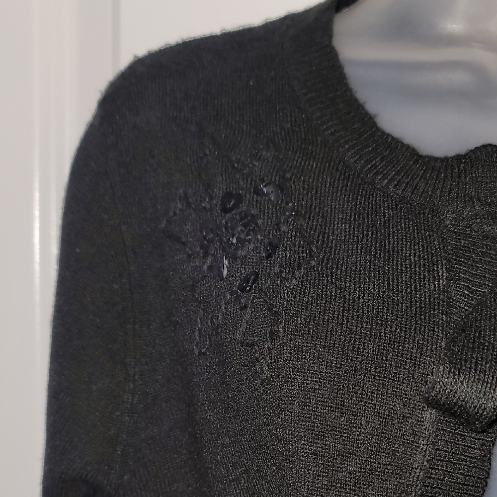 Bogari Black Women's Crop Style Tie Front Cardigan Sz: L - Picture 3 of 5